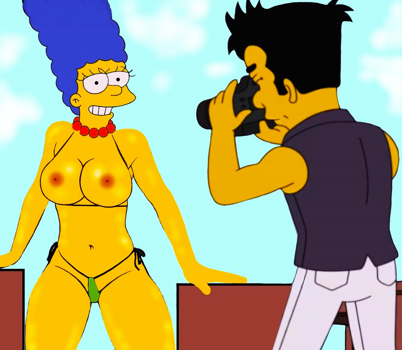 胸 勃起_乳首 マージ_シンプソン写真撮影 the_simpsons 太もも Tバック