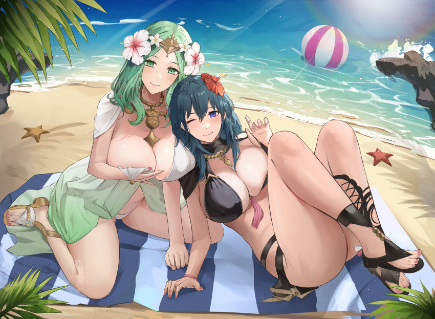 2_女の子 不条理ボール ビーチ ビーチ_タオル ビーチボール 巨乳 ビキニ 黒_ビキニ 青い目 胸 byleth_(ファイアーエムブレム) byleth_(fire_emblem)_(女性) byleth_(夏)_(ファイアーエンブレム)_(女性) 胸の谷間 コミッション委員長_アップロード エルヴァンデックの足 ファイアーエンブレム ファイアーエンブレム:_three_houses ファイアーエンブレム_ヒーローズ 花 full_body緑の目 緑の髪 髪の花髪飾り 高解像度 ビューア 複数の女の子 任天堂公式 代替衣装 片目 外側閉じ レア_(ファイアーエムブレム) レア_(夏)_(ファイアーエムブレム) 横乳 スマイル 水着 ティール_ヘアタオル vgen_commission 水 ホワイト_ビキニ