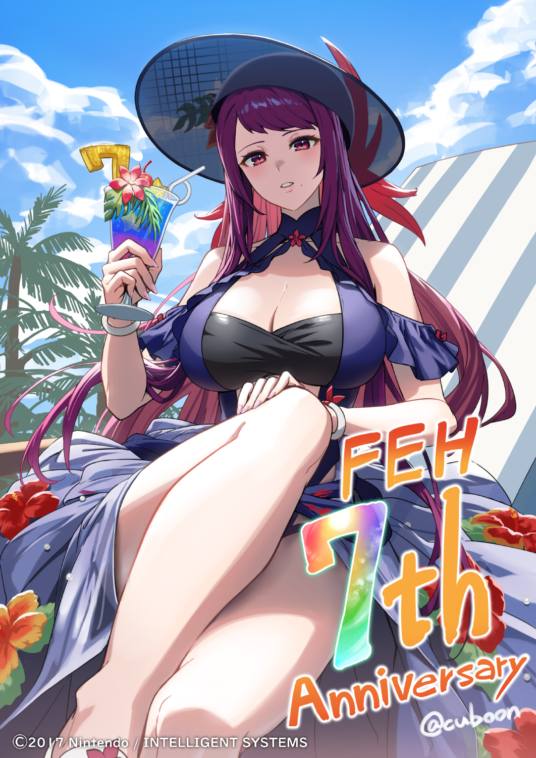1女の子の魅力的な代替_コスチューム 記念日 裸足 裸の肩 巨乳 ビキニ 黒_帽子 ブルー_ビキニ 胸 カジュアル_ワンピース_水着 胸の谷間 キュブーンカップ ドレス_水着 飲む_グラス 飲む_ストロー english_text 女性_フォーカス ファイア_エンブレム ファイア_エンブレム_エンゲージ ファイア_エンブレム_ヒーロー 花の帽子 高解像度 保持 保持_カップ アイビー_(ファイア_エンブレム) アイビー_(夏)_(ファイア_エンブレム) m) 長い髪、見る人、髪と目のほくろ、口の下のほくろ、任天堂official_alternate_costume official_art ワンピース_ビキニ ワンピース_水着 パーツパーツ 唇 紫_目 紫_髪 シースルー水着 トロピカル_ドリンク twitter_username
