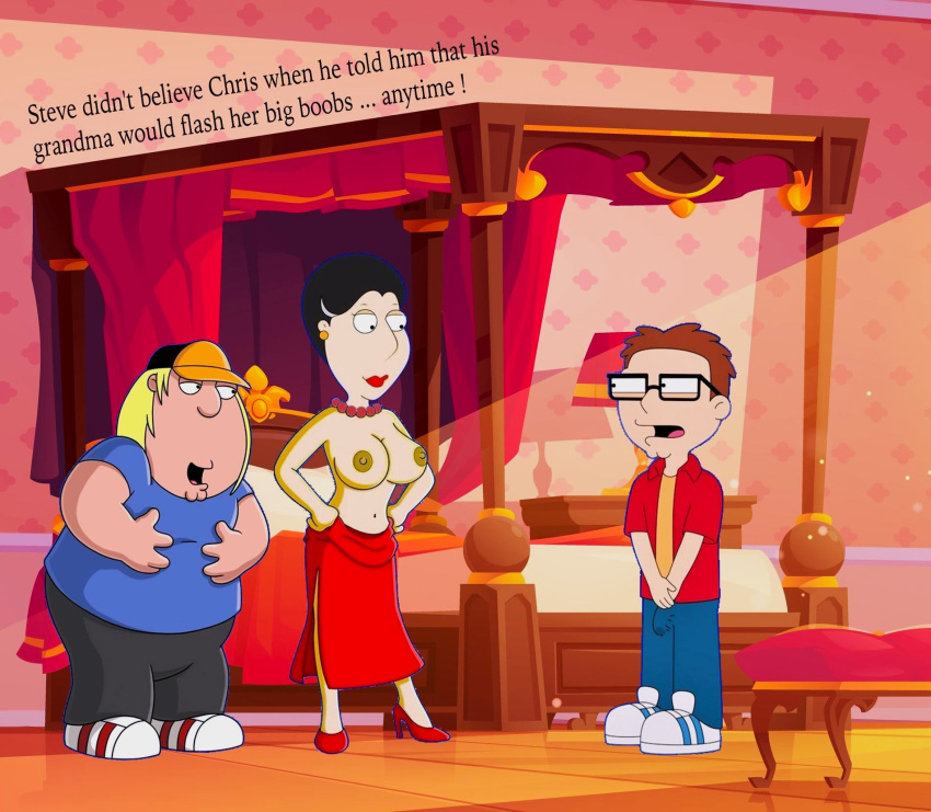 american_dad barbara_pewterschmidt 巨乳 chris_griffin クロスオーバー erect_nipples erection_under_clothes family_guy メガネ steve_smith トップレス
