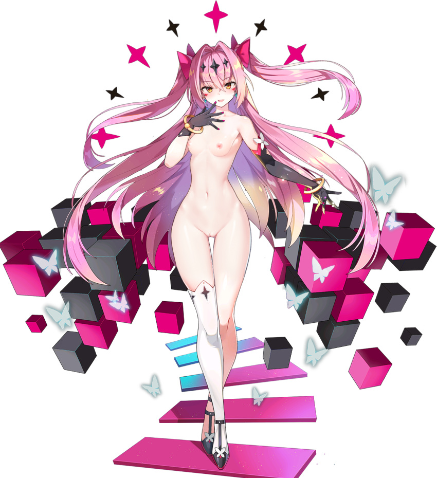 1人の少女 胸 エピックセブン ルルカ(エピックセブン) へそ 乳首 ヌード ピンク髪 マンコ 小さい胸 立っている