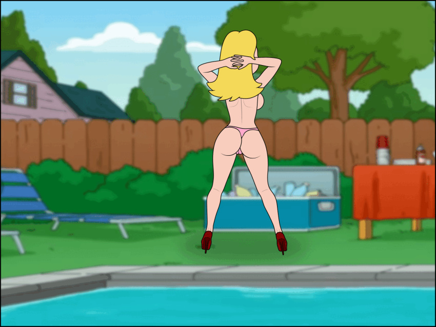 american_dad アニメーション お尻 ビキニ ビキニボトム ブロンド ブロンドヘア 胸 ダンサー ダンス フランシーヌ・スミス gif プール セックス ファイトファン ストライプ ストリップショー からかい トップレス