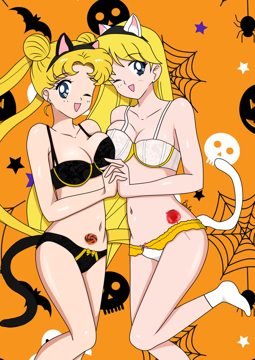 2人の女の子の魅力的な巨乳 美少女戦士セーラームーン 金髪青い目 ブラの谷間 ハロウィン 美奈子_愛乃 パンツ 凛_神原 下着うさぎ_月野ゆり