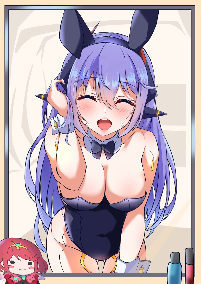 1人の女の子の魅惑的な代替コスチューム 動物の耳 巨乳 黒のレオタード コミッション 襟付き フェイクアニマル耳 レオタード oたま_(otama_ladle23) ピクシブコミッション プレイボーイ_バニー ポッピ_qtpi_(ゼノブレイド) ウサギの耳 ストラップレス ストラップレス_レオタード 手首のカフス ゼノブレイド_(シリーズ) ゼノブレイド_クロニクルズ_2